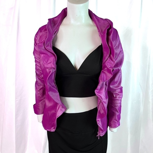 SAMUEL DONG LIGHT PURPLE METALLIC JACKET FROMT ZIPPER PURPLE JACKET WOMEN SMALL - Picture 9 of 11